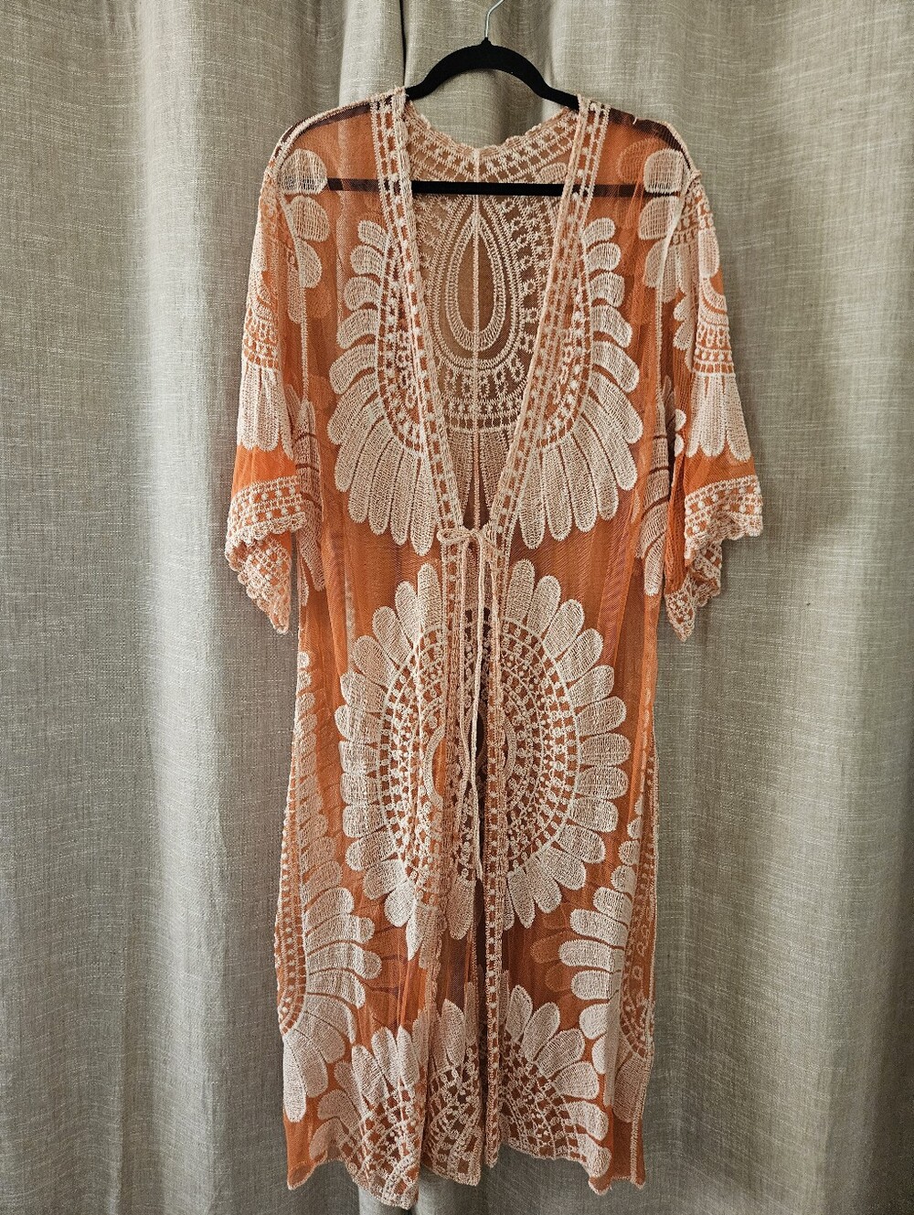 Cupshe Orange Embroidered Kimono OS